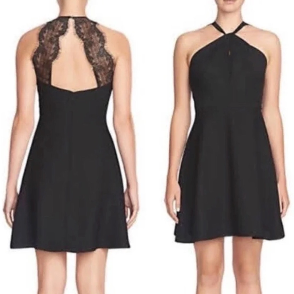 CeCe Black Halter Dress with Lace Back